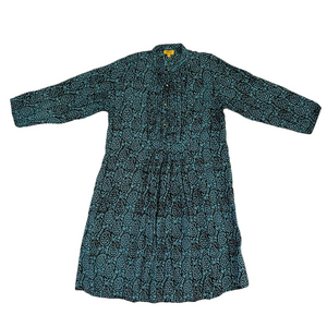 Roberta Roller Rabbit Three Quarter Sleeve Black and Teal Patterned Tunic - XS